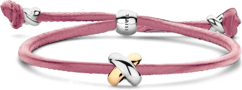 Браслет-шнурок Tirisi Kisses TM2130NP(2T) желтое золото 0.29гр, серебро 3.28гр розовый 25см  купить,105000