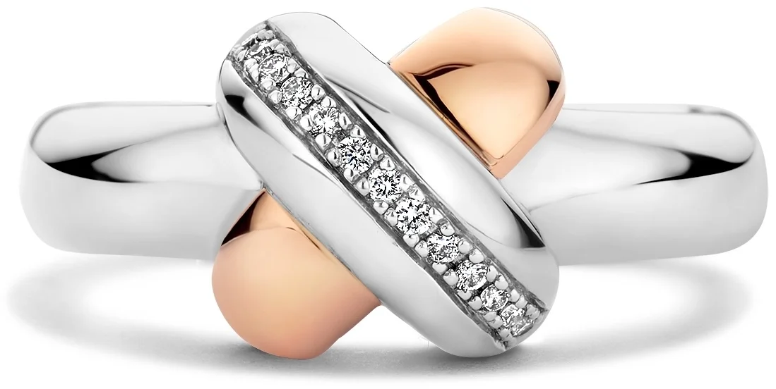 Кольцо Tirisi Kisses TM1079D(2P)/52 16.8р розовое золото 0.49 гр, серебро 7.75гр купить,NaN