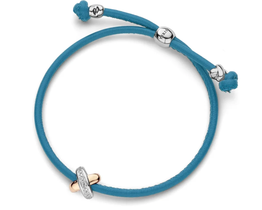 Браслет-шнурок Tirisi Love TM2234TQ(2P) розовое золото 0.42гр, серебро 5.33гр бирюзовый 25см  купить,160000