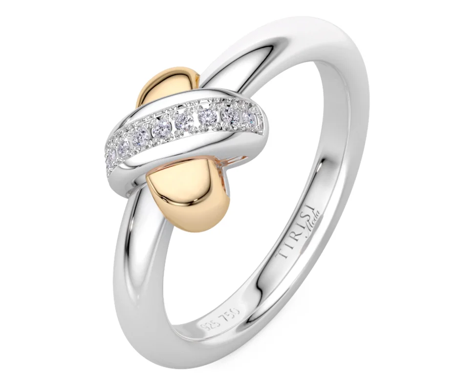 Кольцо Tirisi Kisses TM1138D(2T)/50 желтое золото 0.11гр, серебро 2.98гр 15.5р купить,130000