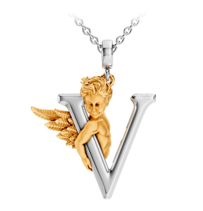 Колье Carrera y Carrera My Angel буква V 0105.3 белое и желтое золото 5.25гр 45см купить,NaN