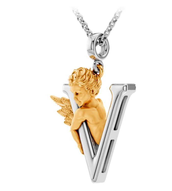 Колье Carrera y Carrera My Angel буква V 0105.3 белое и желтое золото 5.25гр 45см купить,NaN