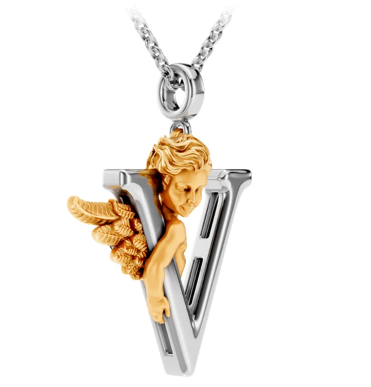 Колье Carrera y Carrera My Angel буква V 0105.3 белое и желтое золото 5.25гр 45см купить,NaN