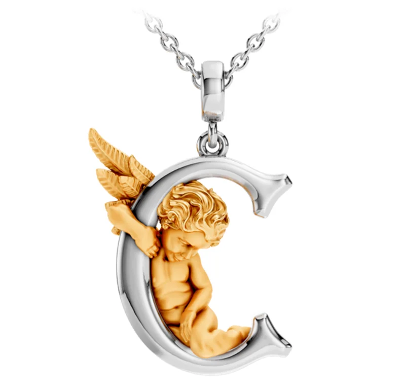 Колье Carrera y Carrera My Angel буква С 0086.3 белое и желтое золото 5.48гр 45см  купить,1915000