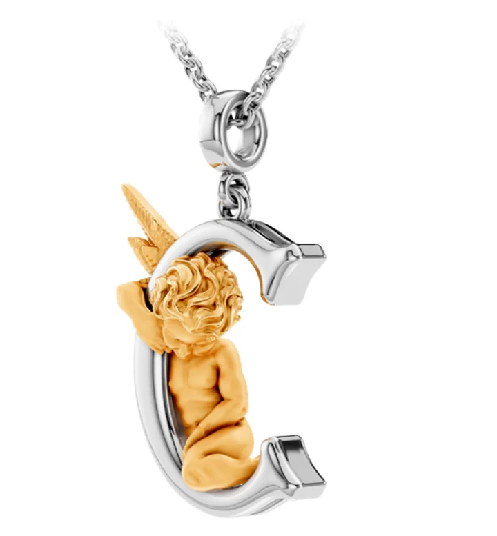Колье Carrera y Carrera My Angel буква С 0086.3 белое и желтое золото 5.48гр 45см  купить,1915000
