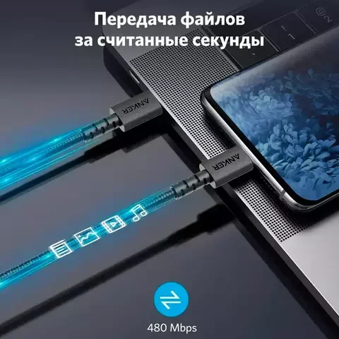 Дата-кабель Anker PowerLine Select+ USB-C->USB-C A8032H11 Black