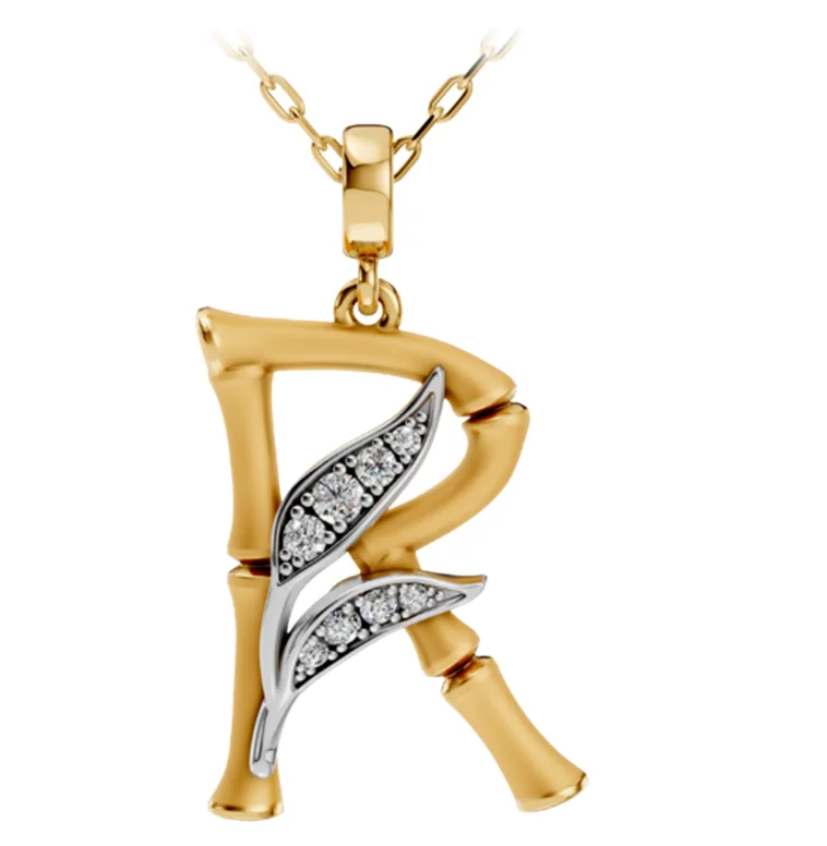 Колье Carrera y Carrera Bambu буква R 0323.3 белое и желтое золото 3.9гр 45см - ForteMarket Колье Carrera y Carrera Bambu буква R 0323.3 белое и желтое золото 3.9гр 45см купить,1750000