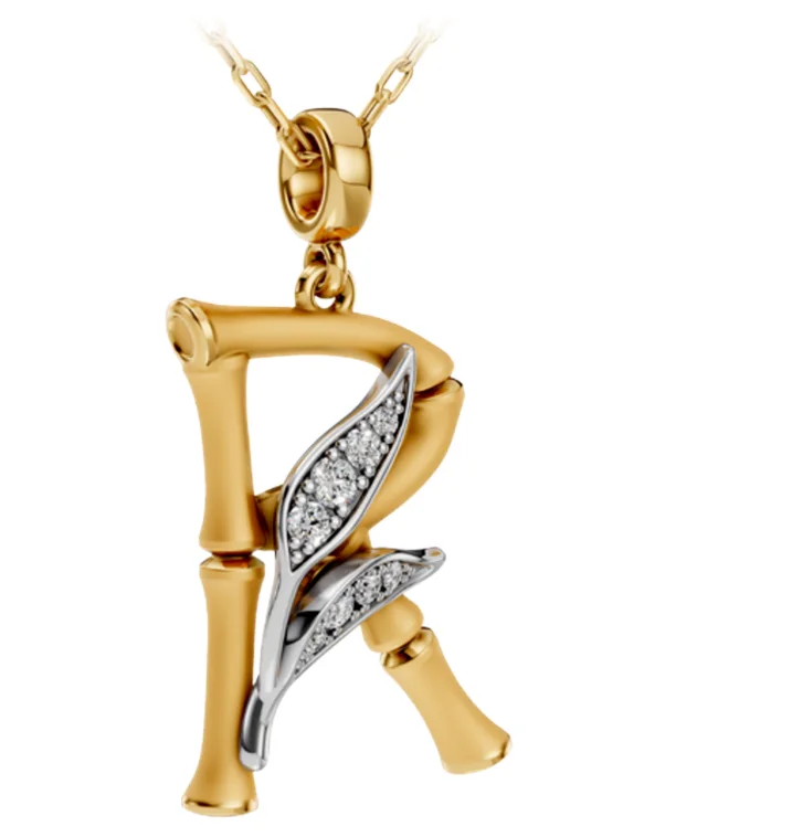 Колье Carrera y Carrera Bambu буква R 0323.3 белое и желтое золото 3.9гр 45см - ForteMarket Колье Carrera y Carrera Bambu буква R 0323.3 белое и желтое золото 3.9гр 45см купить,1750000
