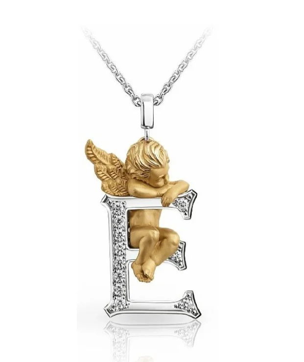 Колье Carrera y Carrera My Angel буква Е 0062.3 белое и желтое золото 6.33гр 35см  купить,NaN