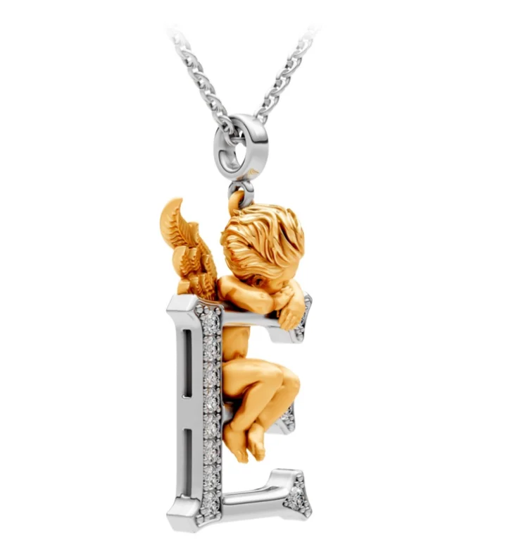 Колье Carrera y Carrera My Angel буква Е 0062.3 белое и желтое золото 6.33гр 35см  купить,NaN