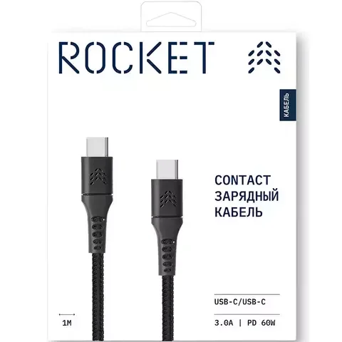Кабель для телефона ROCKET Contact USB-C/USB-C 1м Black купить,NaN