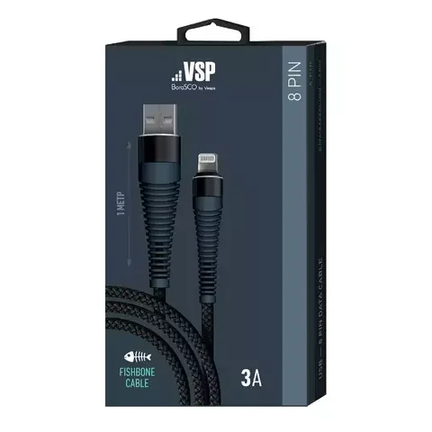 Кабель для телефона BoraSCO 38507 Fishbone Type-A to Lightning 3A. 1m. Black купить,NaN