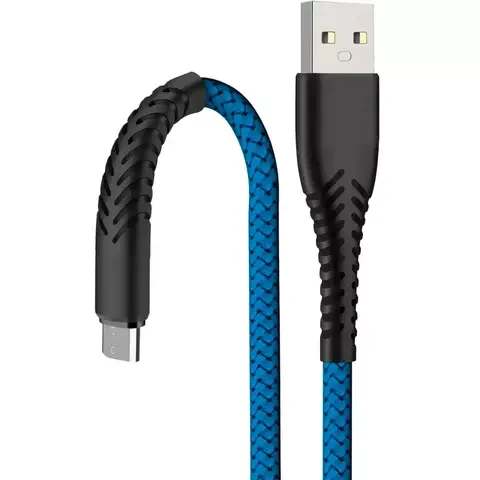Кабель для телефона BoraSCO 38501 Fishbone Type-A to micro USB, 3A. 1m. Blue 