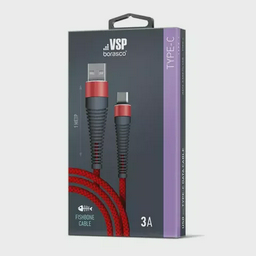 Кабель BoraSCO Fishbone 50184 USB Type-A to Type-C 3A 1m Red