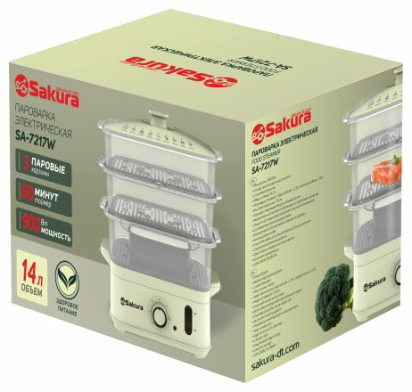 Пароварка SAKURA SA-7217W 14 л. белый