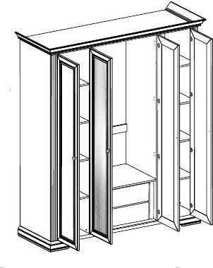 Распашной шкаф Гербор Вайт 4D2S, 226.5x221х63.5 см, белый купить,NaN