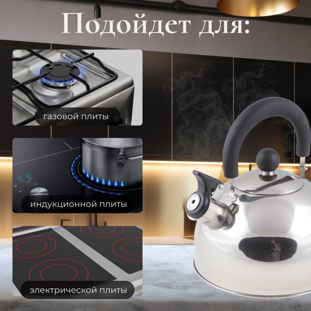 PERFECTO LINEA чайник 52-121518 2.5 л, нержавеющая сталь - ForteMarket PERFECTO LINEA чайник 52-121518 2.5 л, нержавеющая сталь купить,0