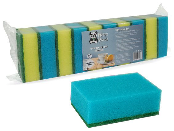 Happy Panda губка HP-SP01-10 MAXI 10 шт, поролон, абразив купить,NaN