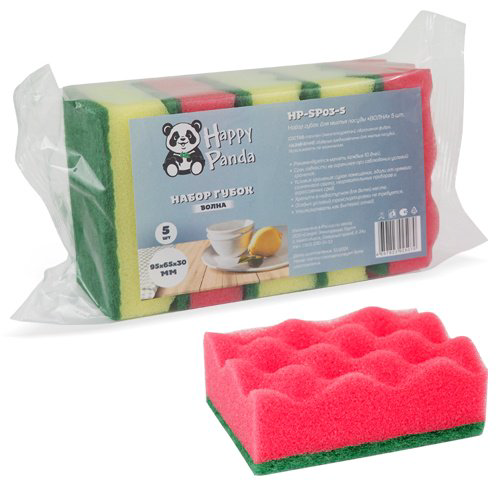 Happy Panda губка HP-SP03-5 5 шт, абразив, поролон купить,NaN