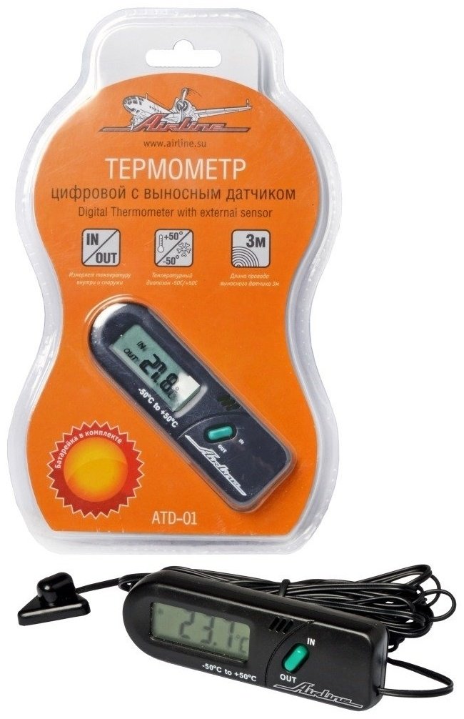 AIRLINE термометр ATD-01 автомобильный с выносным датчиком 010610PLT
