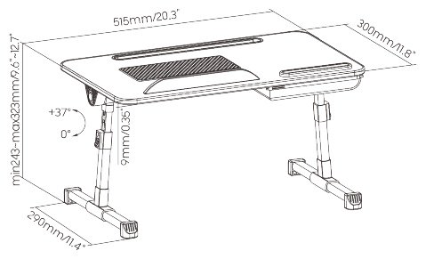 Столик для ноутбука Eco Estelar МДФ 51x30x33 см