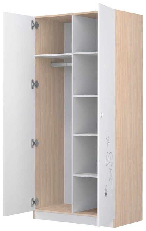 Распашной шкаф Polini kids 1230, 89.8x190х50 см, белый купить,NaN
