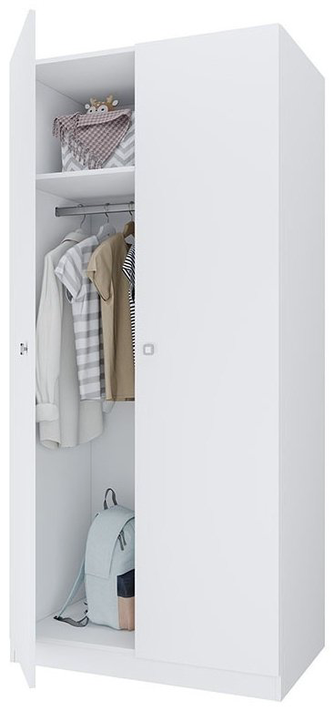 Распашной шкаф Polini kids Simple 59, 90x190х50 см, белый купить,NaN