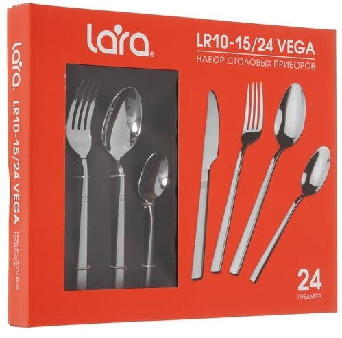 Набор столовых приборов LARA 24 шт, серебристый LR10-15/24 VEGA - ForteMarket Набор столовых приборов LARA 24 шт, серебристый LR10-15/24 VEGA купить,0