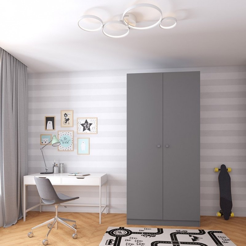 Распашной шкаф Polini Simple, 89.8x190х51.6 см, серый - ForteMarket Распашной шкаф Polini Simple, 89.8x190х51.6 см, серый купить,0