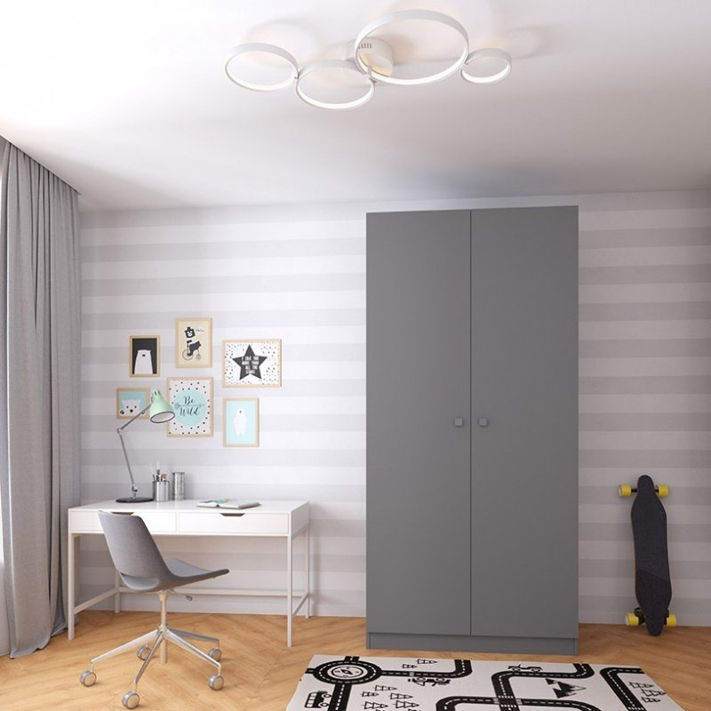 Распашной шкаф Polini Simple, 89.8x190х51.6 см, серый купить,NaN