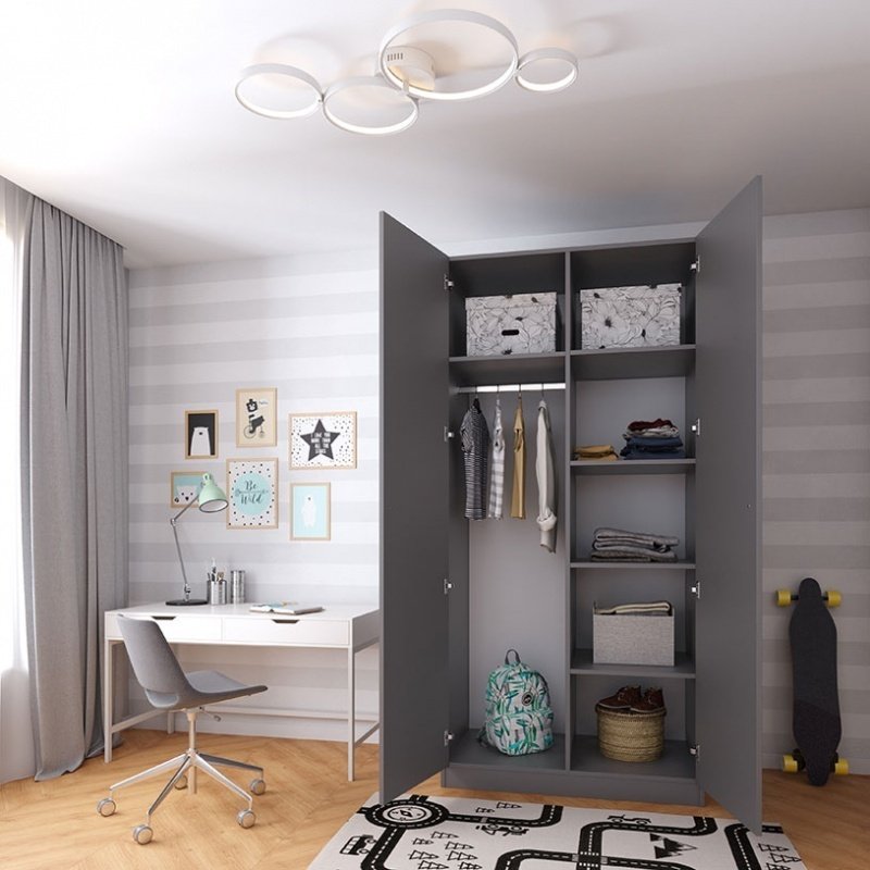 Распашной шкаф Polini Simple, 89.8x190х51.6 см, серый - ForteMarket Распашной шкаф Polini Simple, 89.8x190х51.6 см, серый купить,0