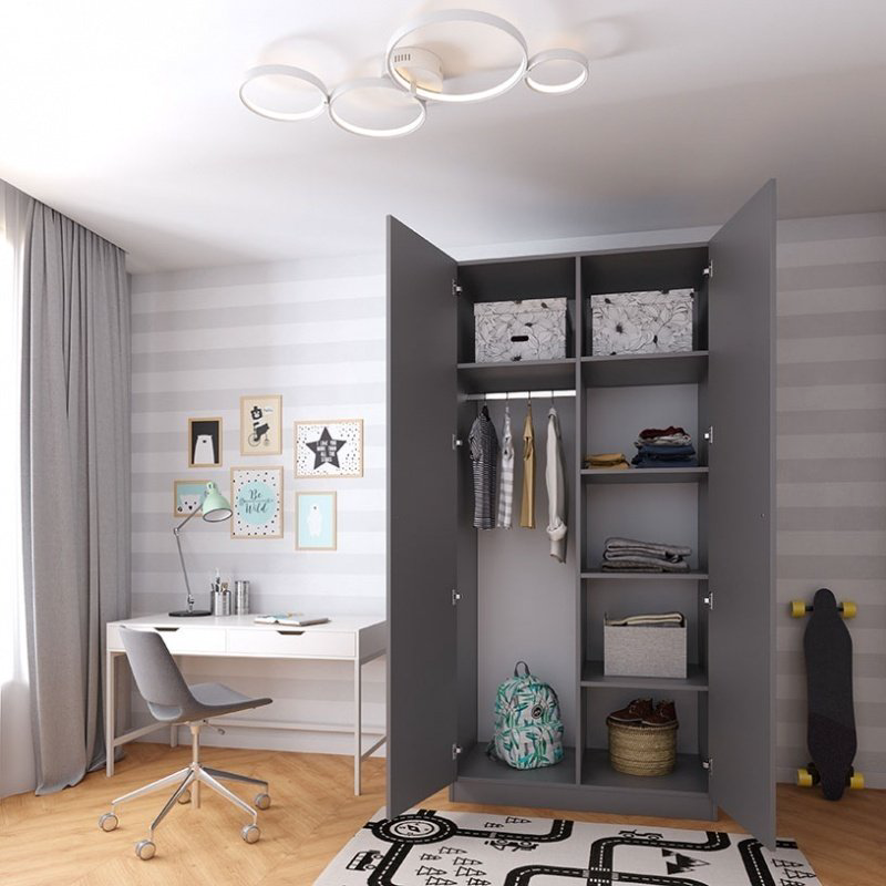 Распашной шкаф Polini Simple, 89.8x190х51.6 см, серый купить,NaN
