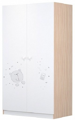 Распашной шкаф Polini kids French 1230, 89x190х50 см, белый, коричневый купить,NaN