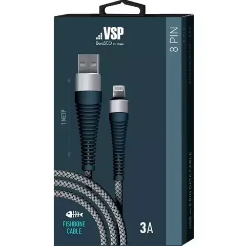 Кабель BoraSCO Fishbone 38508 Type-C to Lightning 3A 1m Spaсe Grey купить,0