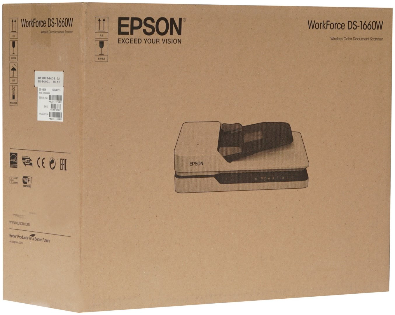 Сканер Epson WorkForce DS-1660W B11B244401 белый купить,NaN