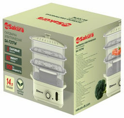 Пароварка SAKURA SA-7217W 14 л. белый
