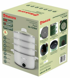 Пароварка SAKURA SA-7218W 8 л. белый
