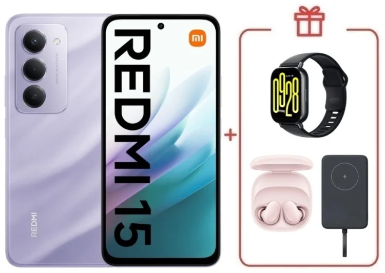 Смартфон Redmi 15 6 ГБ/128 ГБ фиолетовый + подарок купить,NaN
