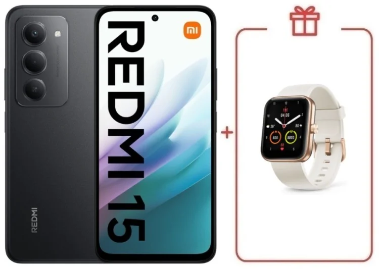 Смартфон Redmi 15 6 ГБ/128 ГБ черный + подарок купить,NaN
