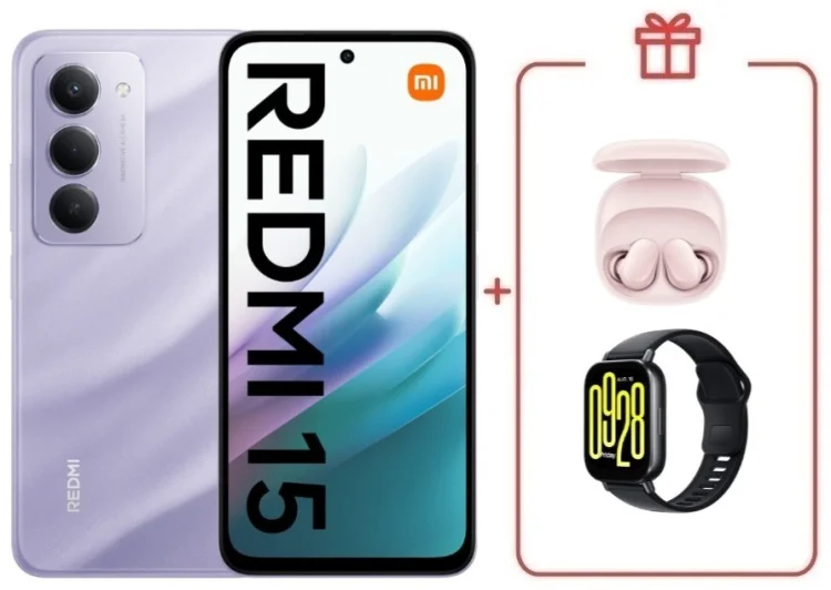 Смартфон Redmi 15 6 ГБ/128 ГБ фиолетовый + подарок купить,NaN