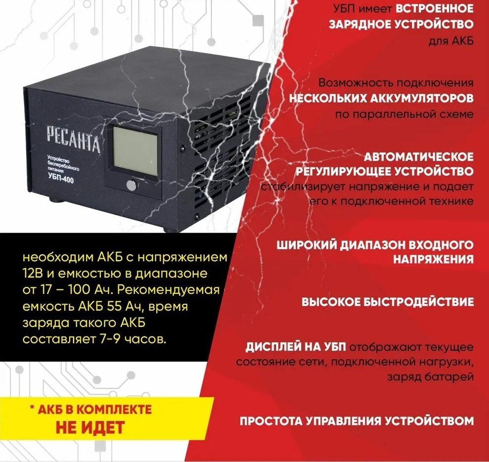 источник бесперебойного питания Ресанта УБП-400 купить,NaN