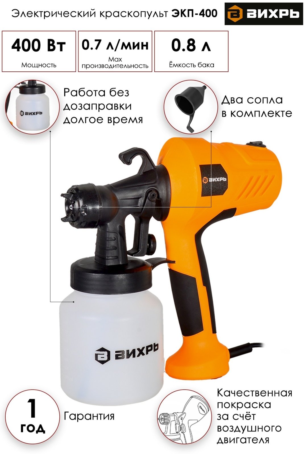 Краскопульт ВИХРЬ ЭКП-400 72/17/2 - ForteMarket Краскопульт ВИХРЬ ЭКП-400 72/17/2 купить,0