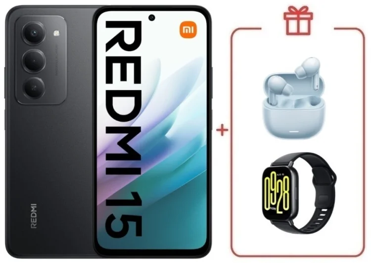 Смартфон Redmi 15 6 ГБ/128 ГБ черный + подарок купить,NaN