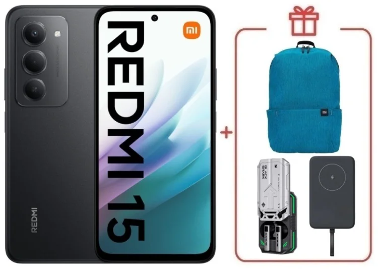 Смартфон Redmi 15 6 ГБ/128 ГБ черный + подарок купить,NaN