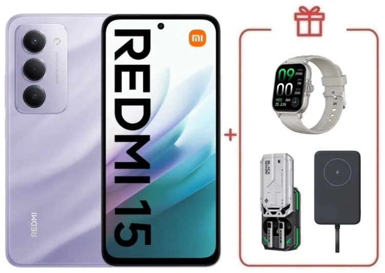Смартфон Redmi 15 6 ГБ/128 ГБ фиолетовый + подарок купить,NaN
