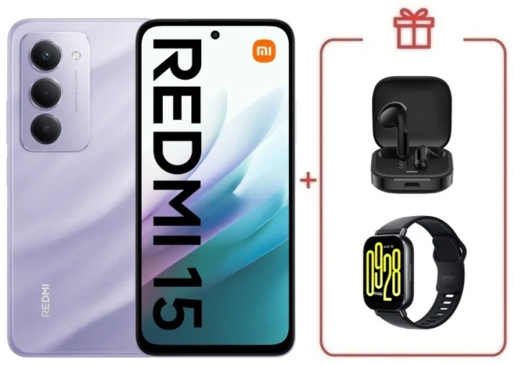 Смартфон Redmi 15 6 ГБ/128 ГБ фиолетовый + подарок купить,NaN