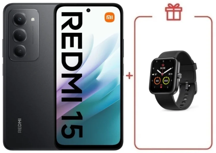Смартфон Redmi 15 6 ГБ/128 ГБ черный + подарок купить,NaN