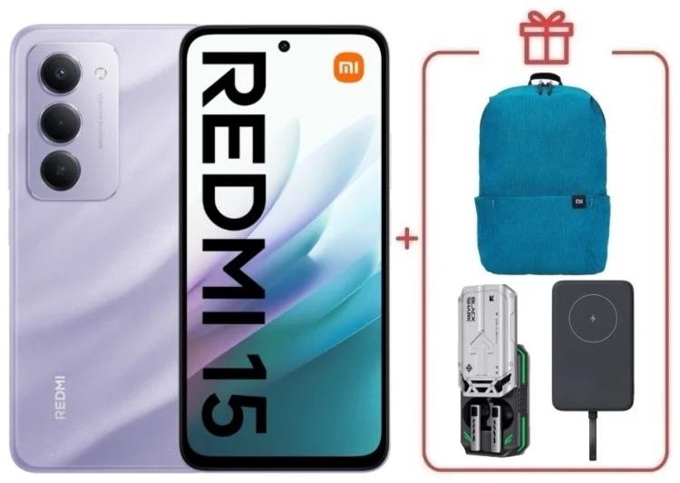 Смартфон Redmi 15 6 ГБ/128 ГБ фиолетовый + подарок купить,NaN