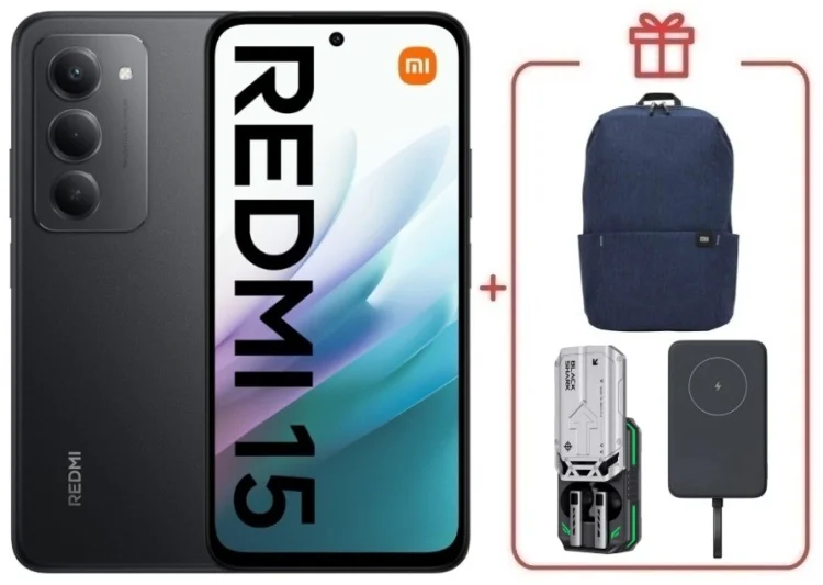 Смартфон Redmi 15 6 ГБ/128 ГБ черный + подарок купить,NaN