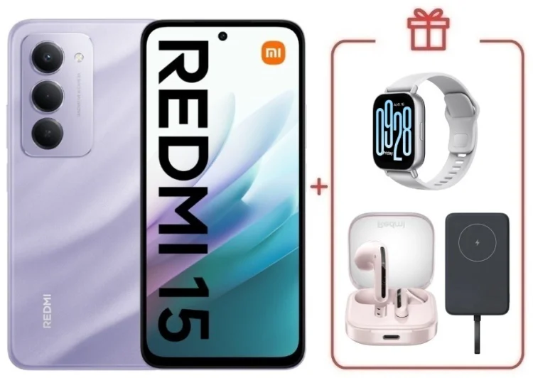 Смартфон Redmi 15 6 ГБ/128 ГБ фиолетовый + подарок